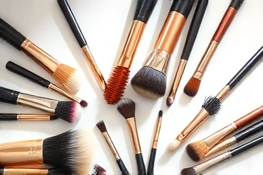 Assortment of premium makeup brushes for various applications.